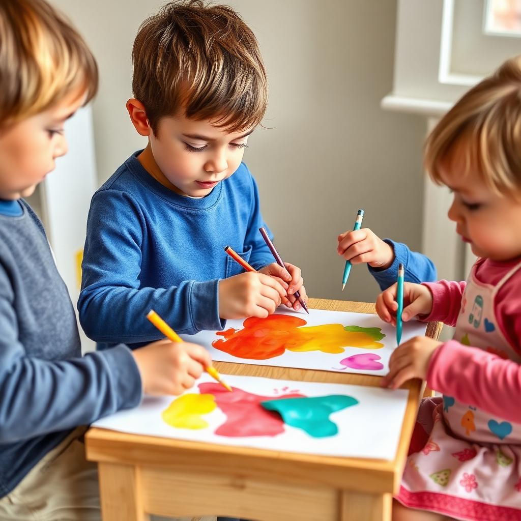 Niños pintando