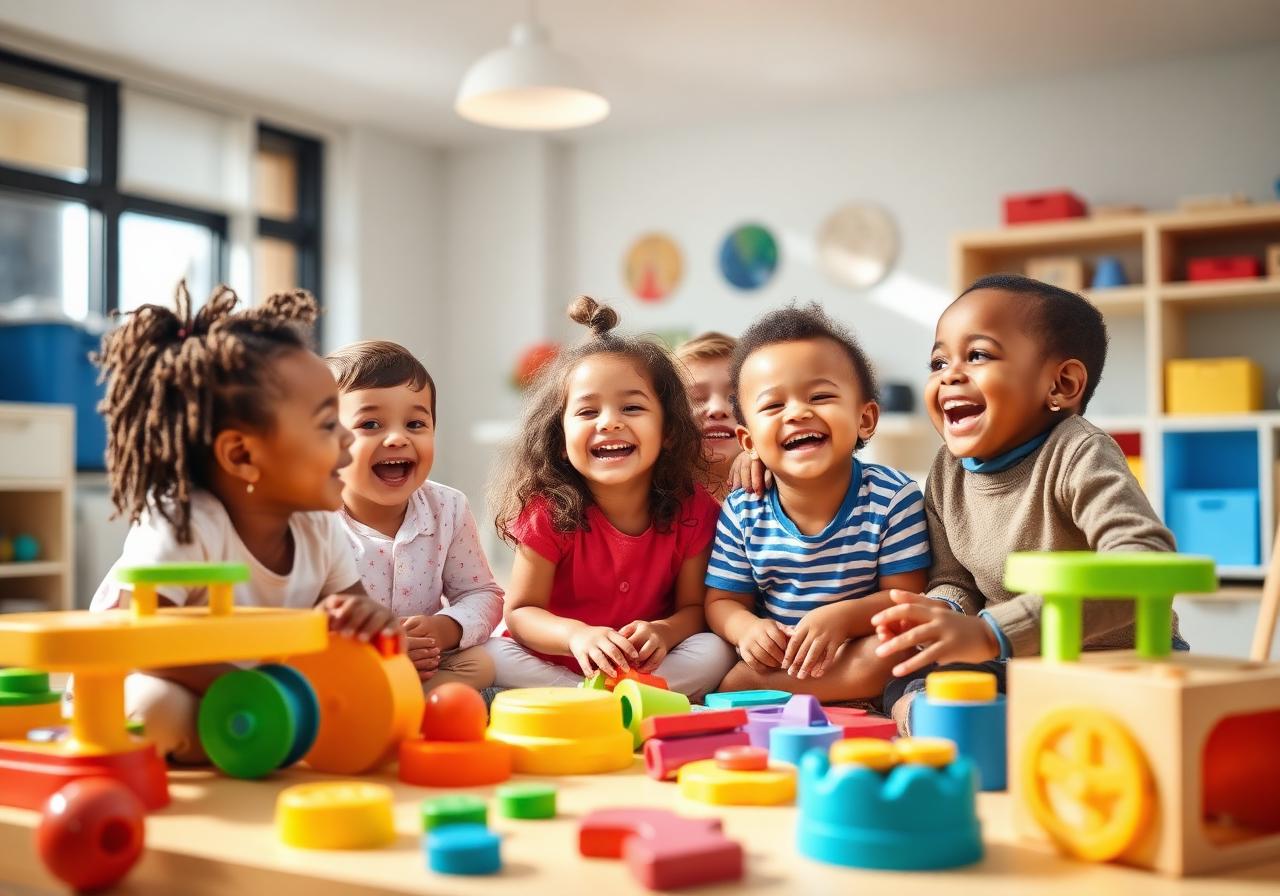 Niños jugando con bloques